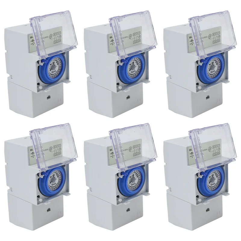 

6X SUL181H Mechanical Timer 24 Hours Time Switch Relay Electrical Programmable Timer 24 Hour Din Rail Timer Switch