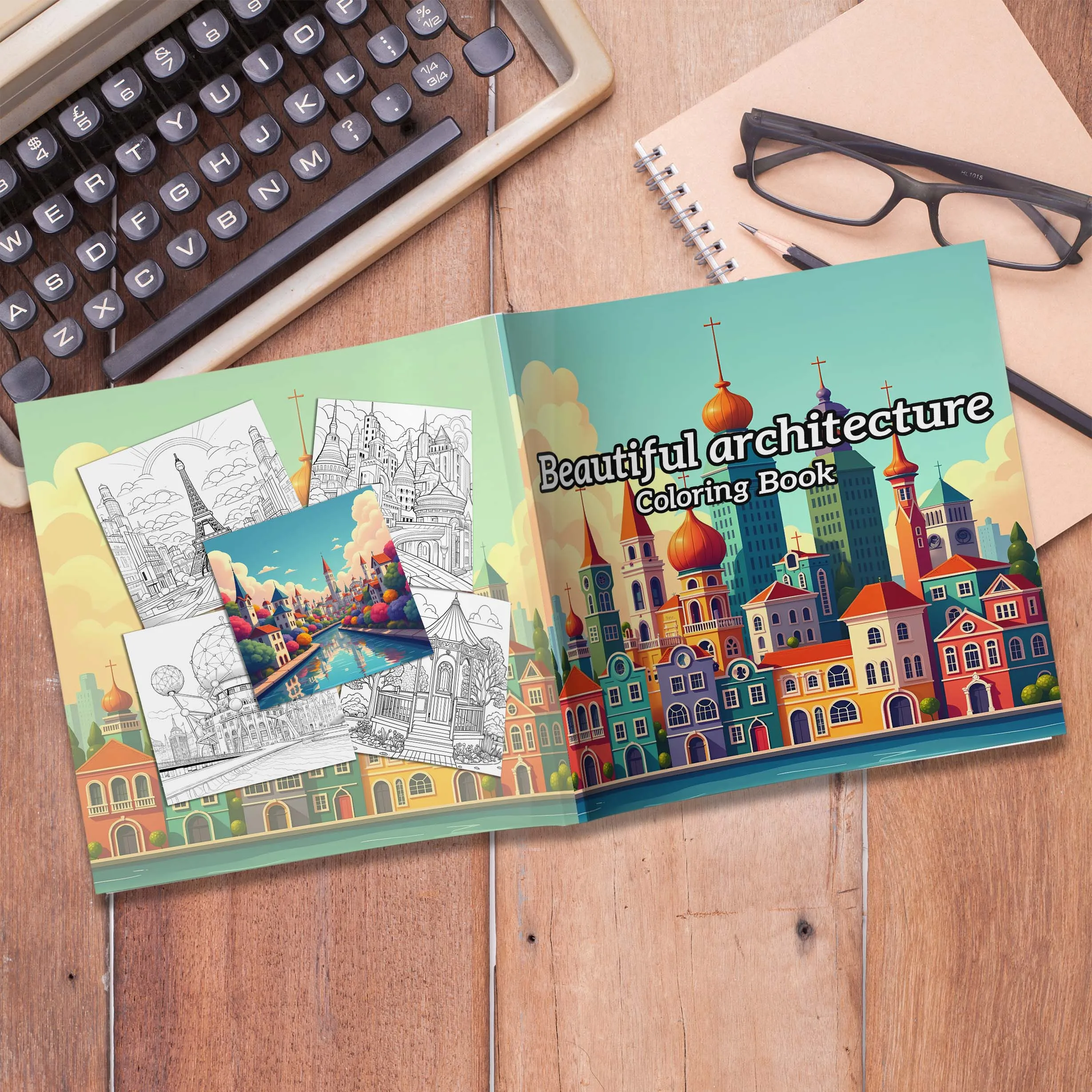 Beautiful Architecture Coloring Book 24pages of House Adult Picture Book Graffiti Painting Drawing can relax and relieve stress 2