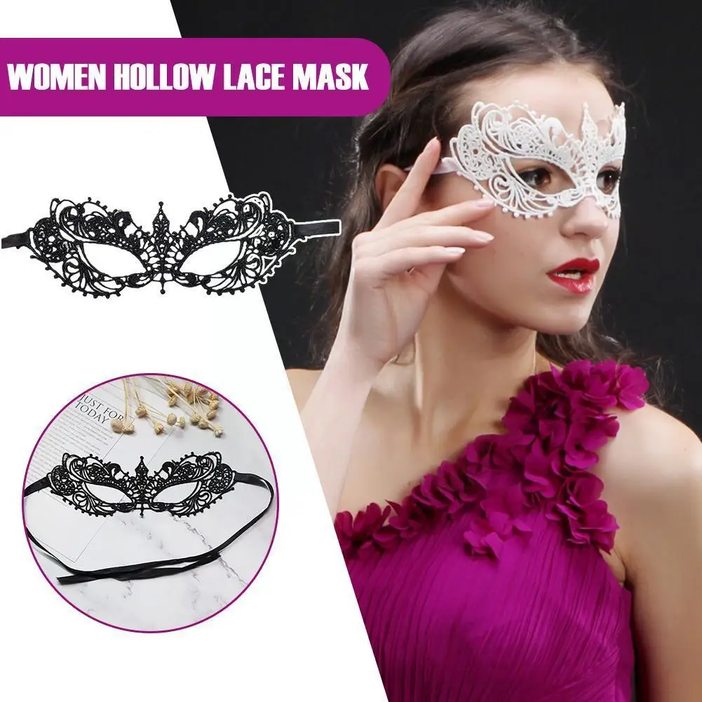 

Women Hollow Lace Masquerade Face Mask Sexy Cosplay Fun Shoot Masks Halloween Masquerade Lace Mysterious Photo Props Proms C3G7