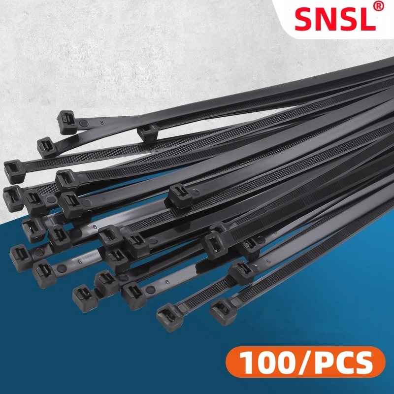 100PCS Self-locking Cable Ties 3*100/4*150/5*200 Black Plastic Flange, Cable Buckles, Zipper Ties, Cable Ties Organizer Cable Ti