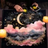 Sun Moon Starry Sky Tarot Tablecloth Altar Cloth Pink Cloud Divination Cloth Witchcraft Astrology Oracle Card Pad Home Decor 2