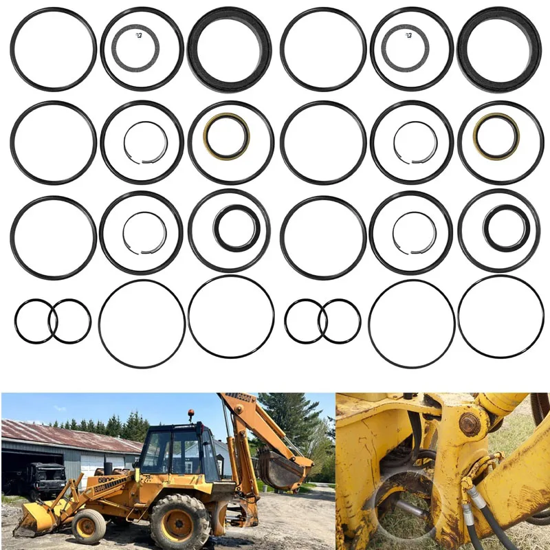 

Rebuild/Repair Seal Kit for Case 580CK Model 33 Backhoe Swing Cylinder 1966-1971 with Snap-In/Press-In Wiper (38 Pcs/Set)