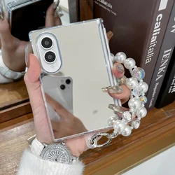 Elegant Fashion Mirror Case with Bracelet - Protective Wide Back Cover for Galaxy Z Fold 8 Wide (A1 with Bracelet)