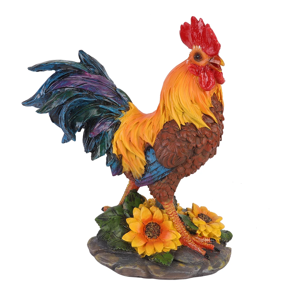 

Red Brown Small Rooster Home Courtyard Garden Decoration Outdoor Decorative Rooster Model Statue Sculpture Art Craft Ornament