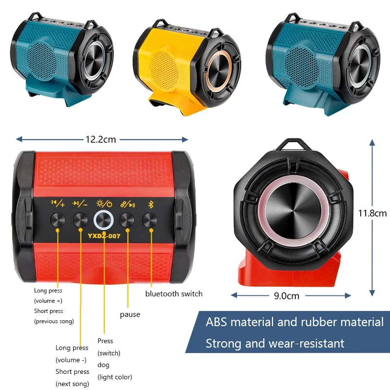 Voor Makita/Dewalt/Milwaukee/Bosch 18V 20V Li-Ion Batterij Buiten Draagbare Draadloze Bluetooth Speaker Fiets Rading Speaker