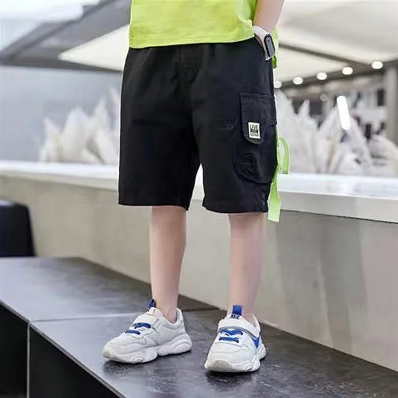 EACHIN Boys Shorts Summer Loose Pants Teenage Trouser Shorts Boys Casual Cargo Short Pants Children's Elastic Waist Cotton