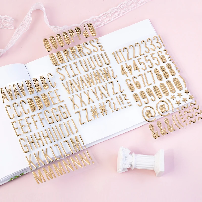 Autocollants Lettres Dorées 3D - 3 Feuilles Alphabet Relief Pour Scrapbooking, DIY, Décoration