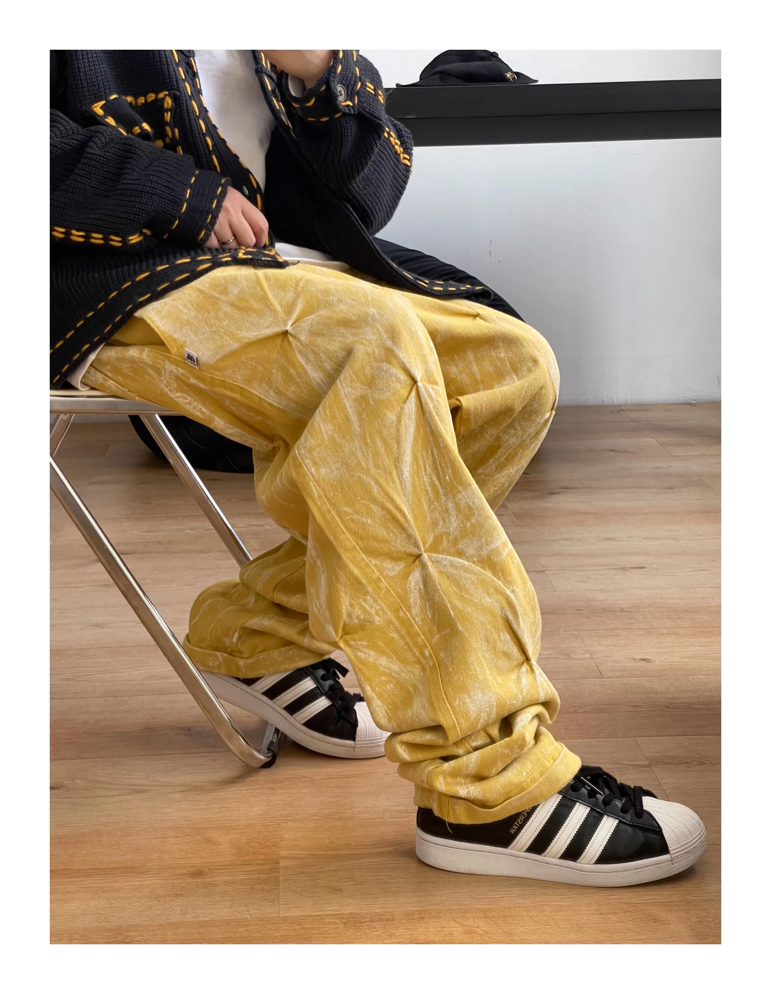 Description Picture 4 of itemKorean Fashion High Quality Pleated Washed Harem Cargo Pants For Men Clothing Hip Hop Skateboard Baggy Pants Streetwear Trousers