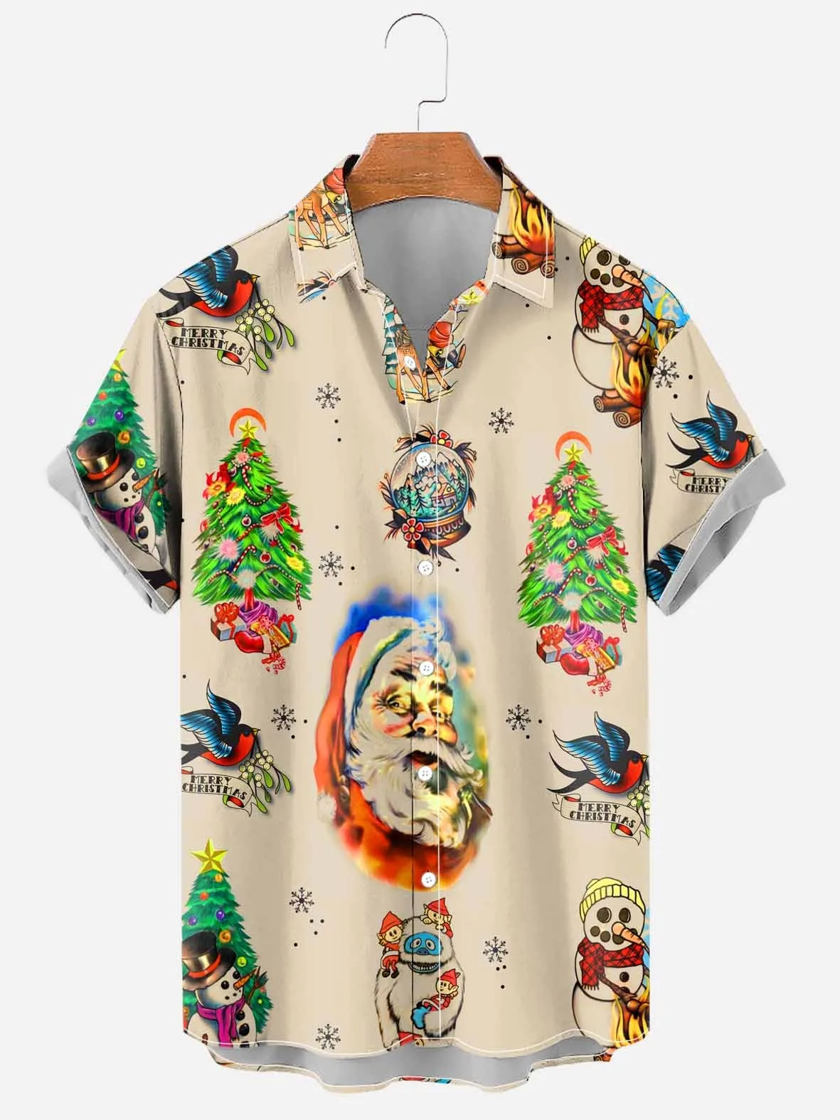 

DUTRIEUX Men's Christmas Vintage Print Shirt