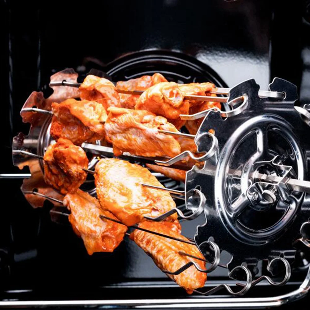 BBQ Steel Metal Roaster Rotisserie Skewers Needle Cage Oven Kebab Maker Grill Tools HOT