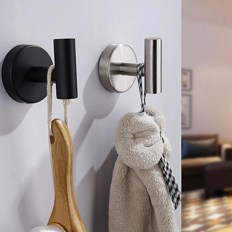 

Black Robe Hook Wall Hook Towel Hook For Bathroom Stainless Steel Coat Hook Rustproof Hook Hanger For Kitchen Hardware