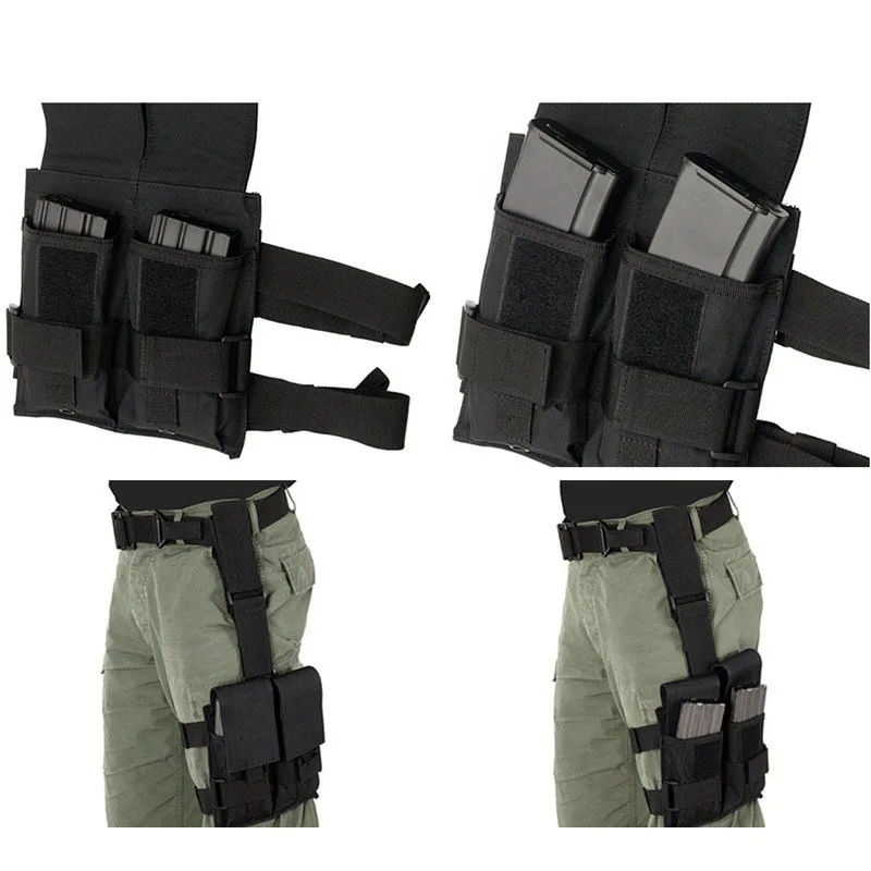 Tactical Drop Leg Magazine Pouch for AK AR AR15 5.56mm Double 5.56mm Mag Holster Thigh Drop Magazine Bag Hunting Pack