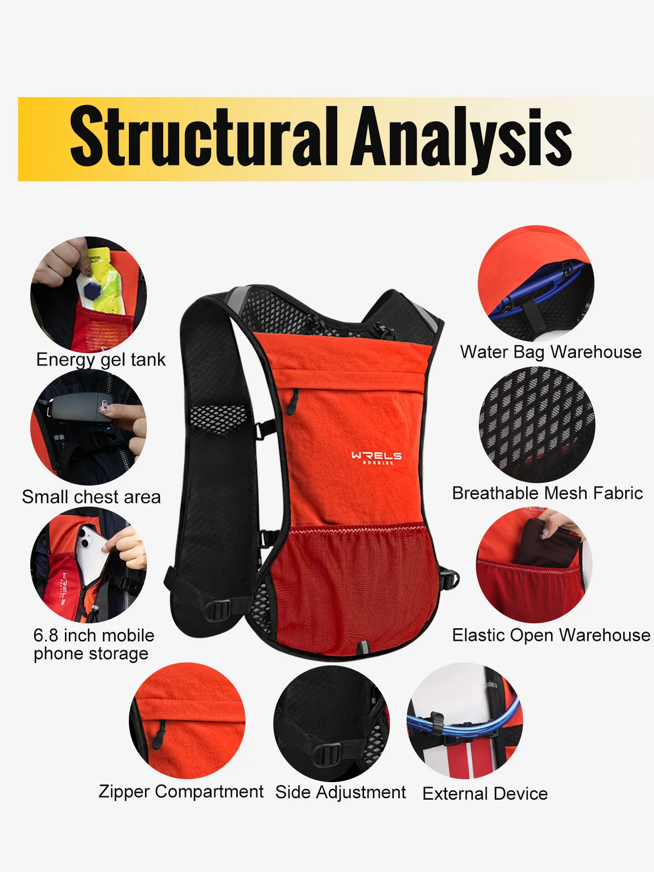 WRELS Atmungsaktive Hydrationsweste Leichter Outdoor-Sport-Camping-Kletter-Marathon-Rucksack Tragbarer Reise-Wasserrucksack – Detail 13