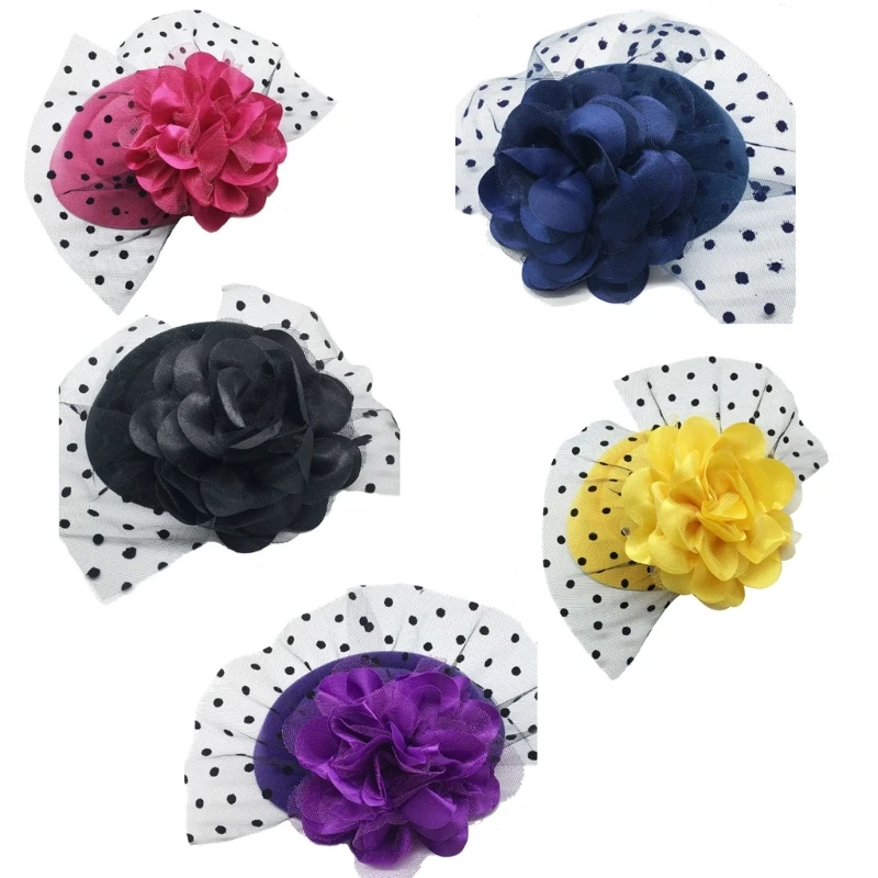 

Punk Girls Hair Clip Yarn Top Hat Flower Hair Clip for Prom Performances Wear