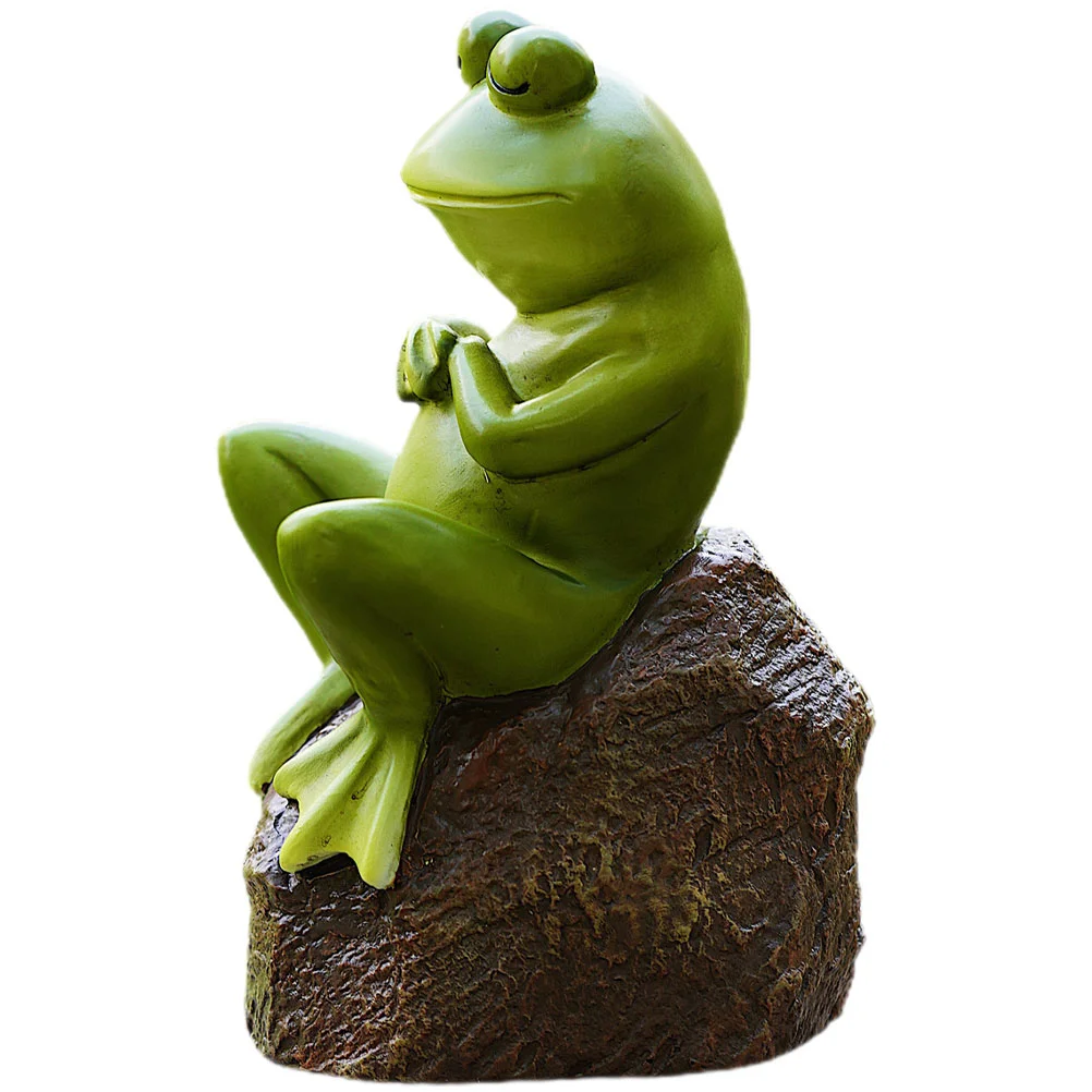 

Simulated Frog Ornament Garden Animal Decors Delicate Statue Figurine Sculpture Resin Micro Landscape Mushrooms