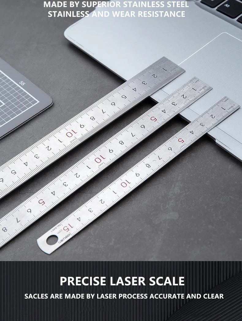 15-30cm plano grosso metal medição escala ferramentas material de escritório