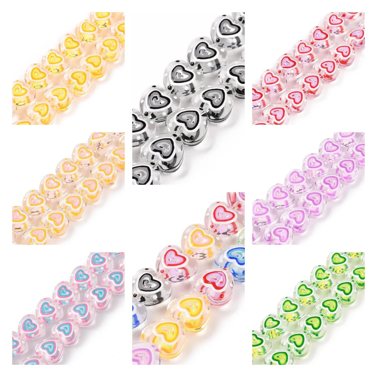 

30pcs Cute Heart Shape Lampwork Glass Beads Multicolor Loose Spacer Beads DIY Bracelet Jewelry Making Accessories 12x12mm