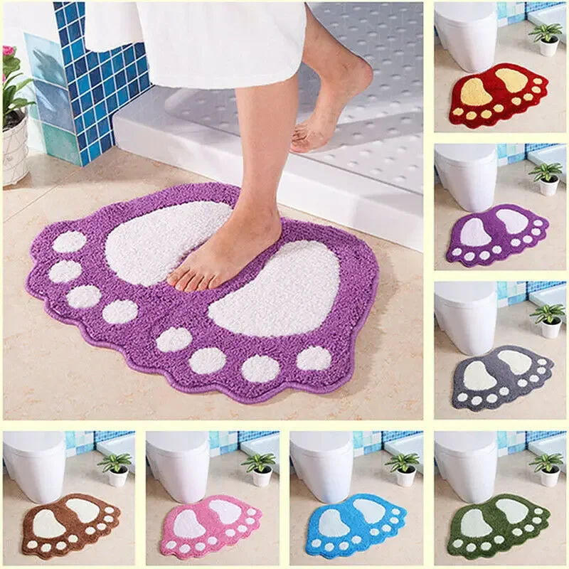 Foot Print Bath Mats Non-slip Bathroom Carpet Memory Foam Bathroom Rug 40*60cm