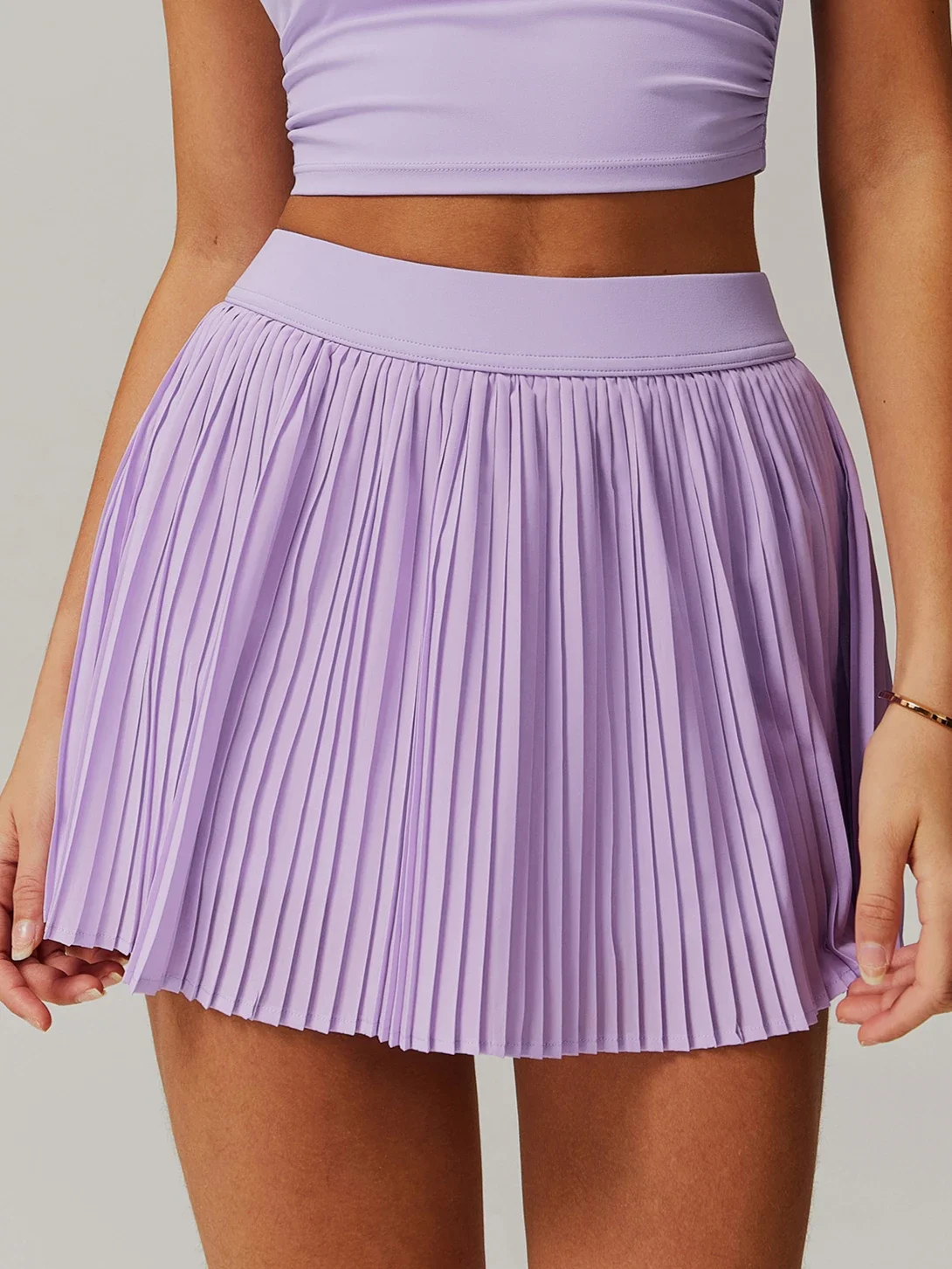 Yoga Pleated Skirt Anti-peek Design Women's Sports Tennis Short Skirt Solid Color High Waist Slimming Outdoor Gym Fitness 8782