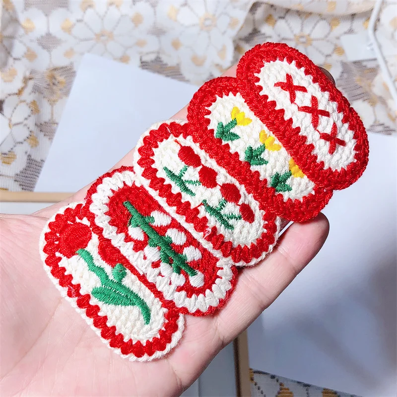 

Korea Style Sweet Children's Hair Clip Knitted Embroidery Flower Girl Cute Wool Hairpin for Women Fashion Hair Accessories