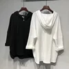 plus Size Women's Long Sve T-irt with Hood Loose Fit Belly Covering Slimming Effect Spring Autumn Korean Sle Casual Wear