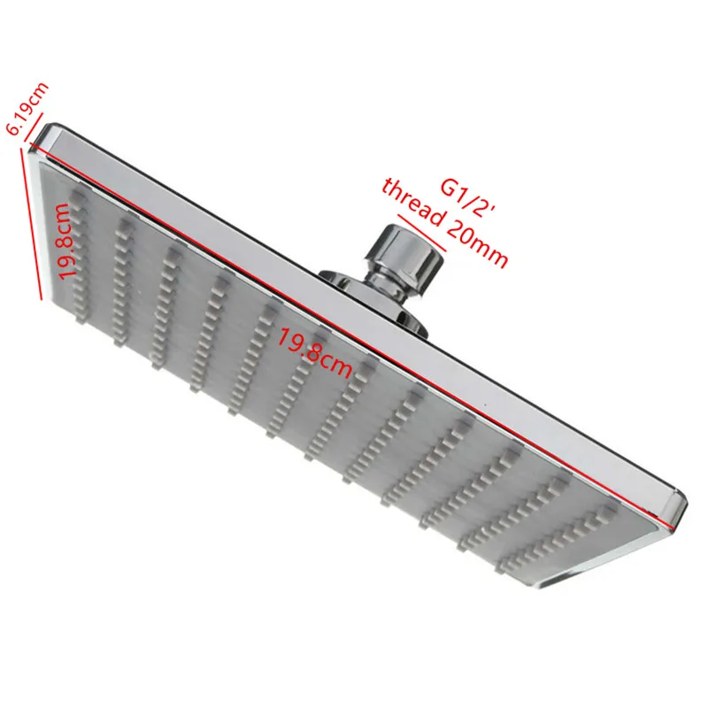 사각 ABS 욕실 샤워헤드 20*20cm, 8 인치 해바라기 샤워헤드, 크롬 마감