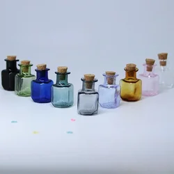 Set of 9 Mini Glass Wishing Bottles with Cork Stoppers for DIY Crafts and Home Decor (A set)