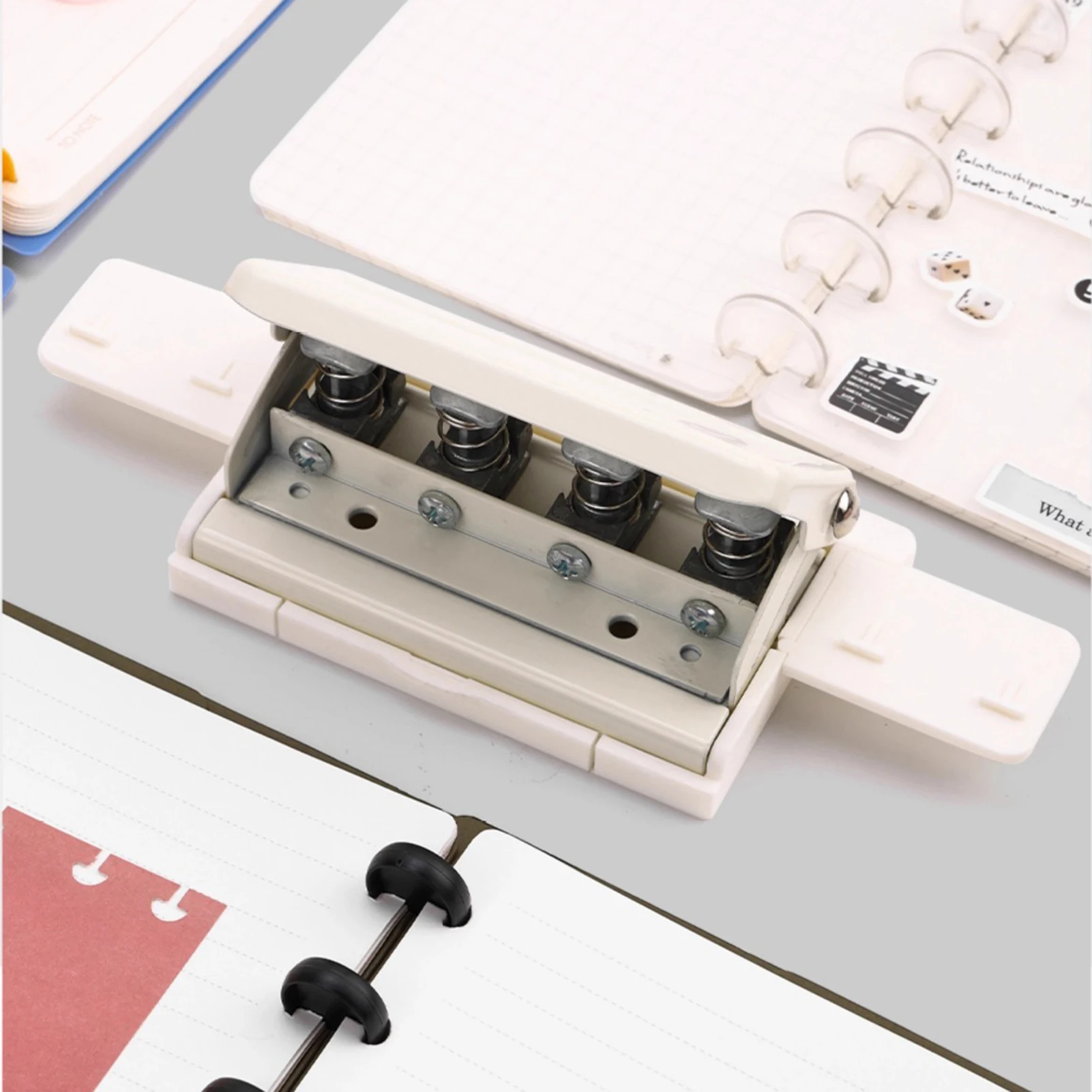 【New】KW-triO Handheld DIY Mushroom 4 Holes Punch Puncher Paper Cutter with Ruler 3 Sheets Punch Capacity for Office Home School