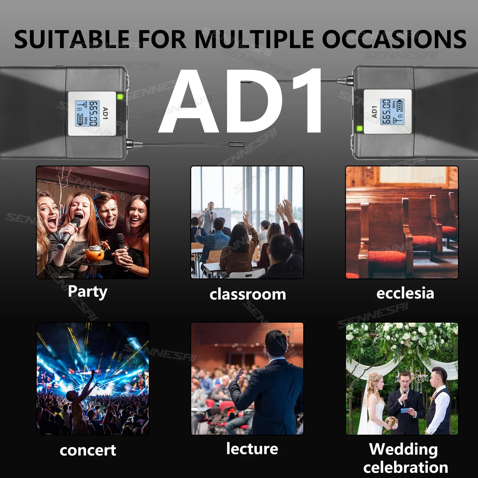 Top Quality！GLXD24 AD1 Professional Wireless Instruments Saxophone Microphone Violin, Cello Dual Channel，Brass Percussion Mic