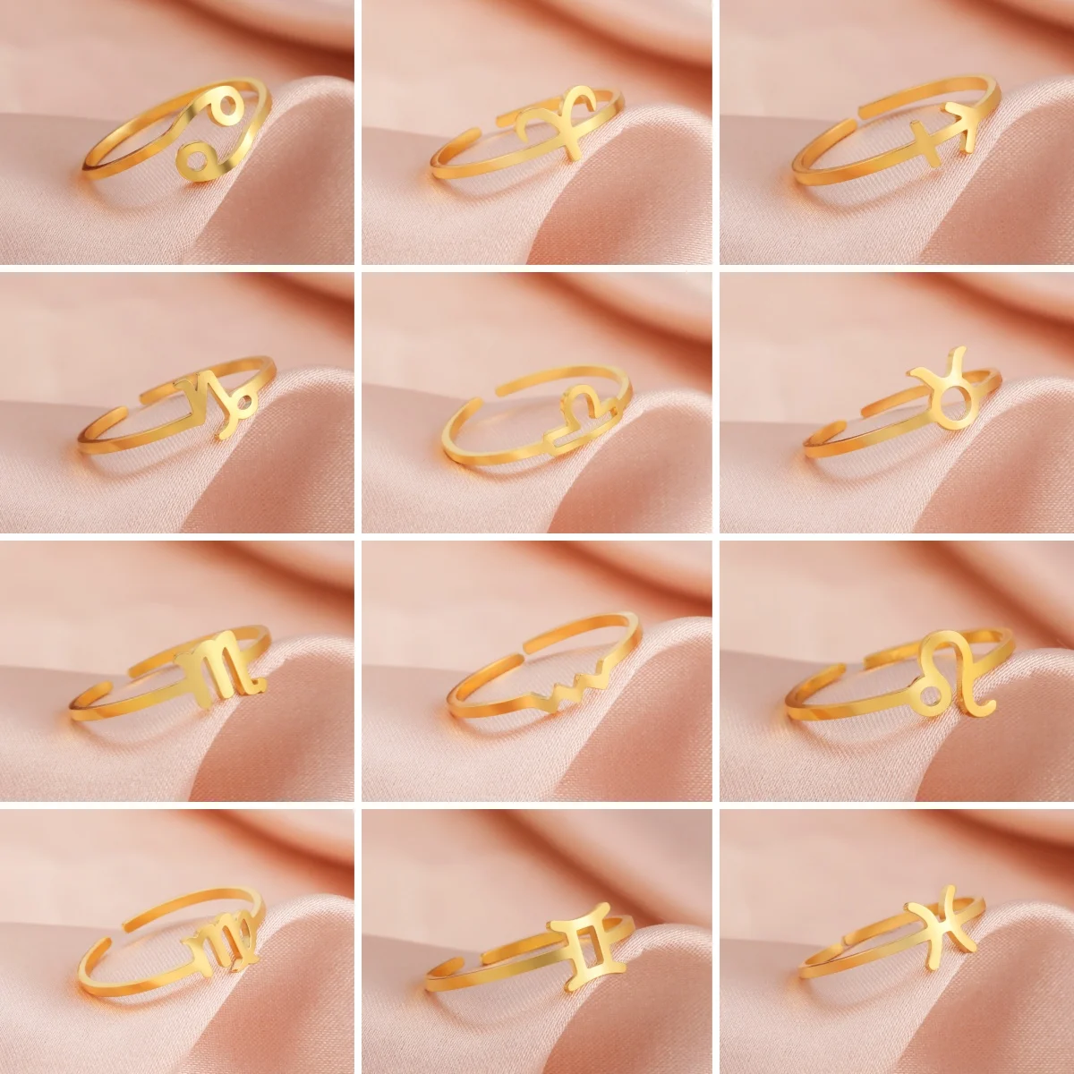 Kkjoy 12 Sternzeichen-Ringe für Frauen, Edelstahl, Offene Verstellbare Ringe, Jungfrau, Krebs, Waage, Löwe, Stier, Geburtstagsgeschenk – Detail 4