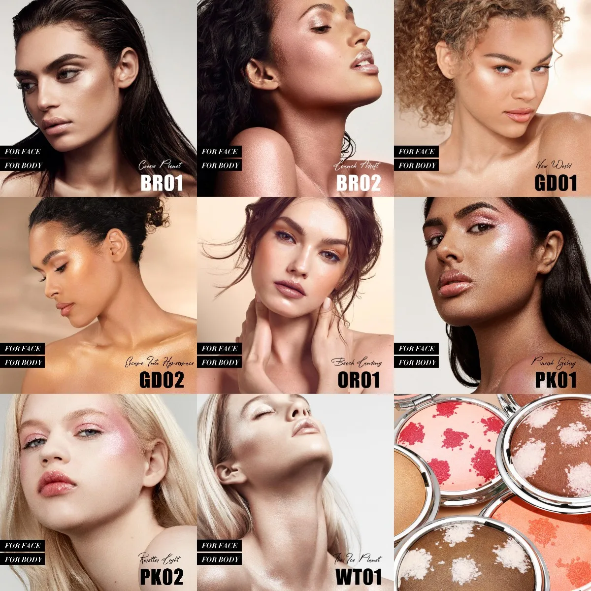 Shimmer Face Bronzers Highlighter Palette Natural Brightening Pearlescent Pressed Powder face bronzer
