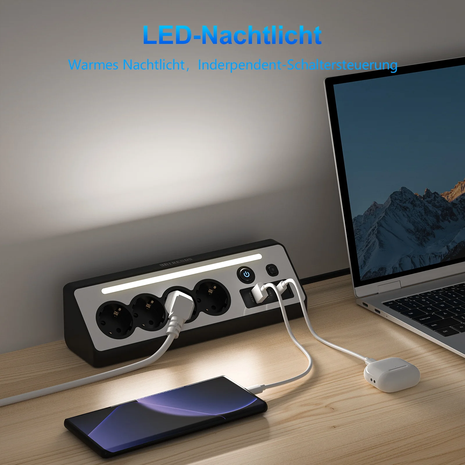 Corner Socket EU plug Power Strip with LED Light, 1.5m cable Scfc7c6e3bcfa487685c67db4c9d033f6Q