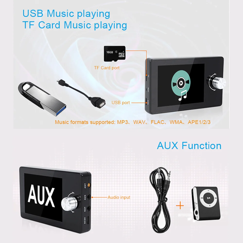 Car Multimedia Player 2.8 Inch Color Screen DAB/DAB+ Digital Broadcast Receiver For European Cars Video Display FM Transmitter MP3 Digital AUX