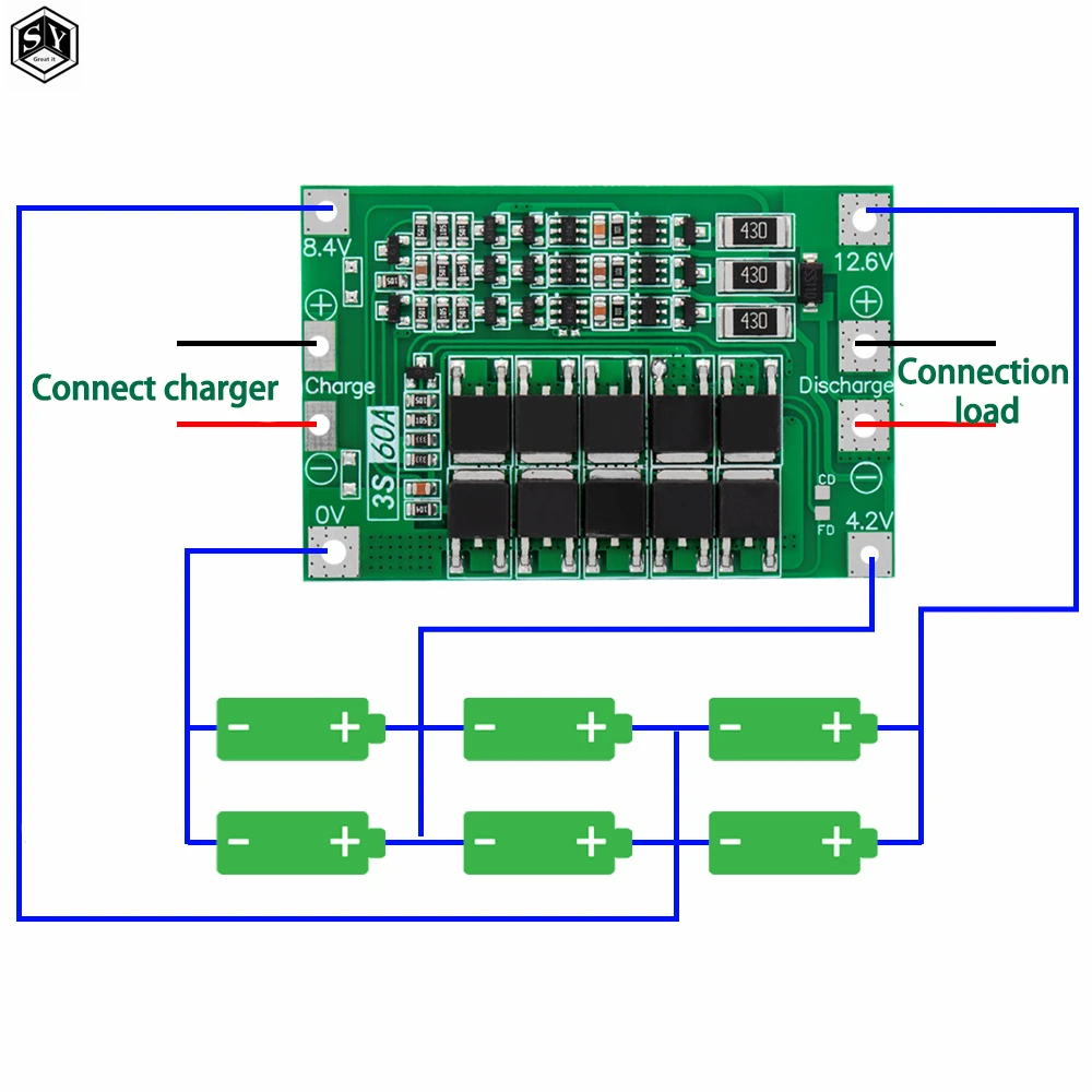 Li-ion Lithium Battery Charger Protection Board 18650 BMS 11.1V 12.6V/14.8V 16.8V For Drill Motor 3S 4S 40A 60A Enhance/Balance
