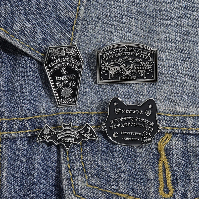 Retro Fledermaus Emaille Pins Benutzerdefinierte Magie Wahrsagerei Schädel Skelett Punk Broschen Metall Abzeichen Rucksack Kleidung Schmuck Zubehör Geschenk – Detail 8