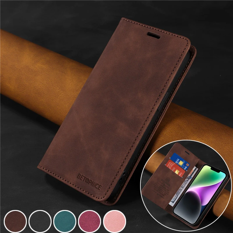 Anti-Theft Leather Wallet Flip Phone Case with Card Holder