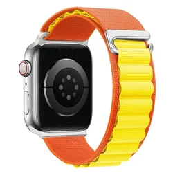 Premium Alpine Loop Nylon Strap for Apple Watch Band - Enhanced Design Watchband Bracelet (13 Orange yellow)