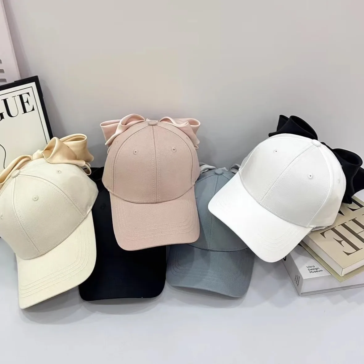 Sommer-Baseballkappe mit Schleife – modische Satin-Kappe mit großem Schleifen-Rückendetail, UV-Schirm-Schirmmütze für Damen
