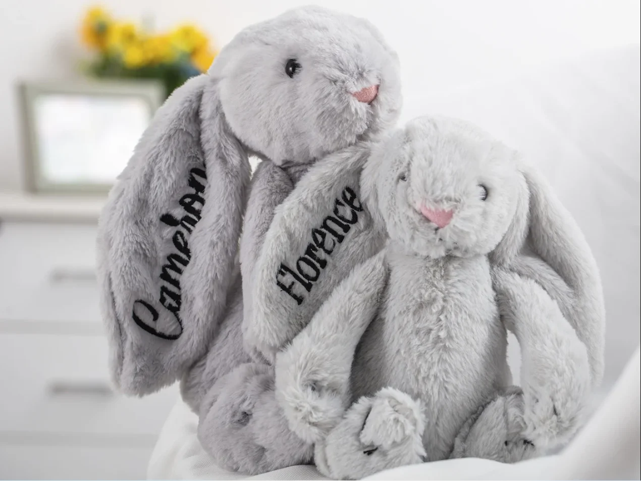 Monogrammed Bunny Personalized Stuffed Bunny Toy Easter Gift Embroidered Baby Gifts With Name For Baby Shower plush toy plush doll action figures toys
