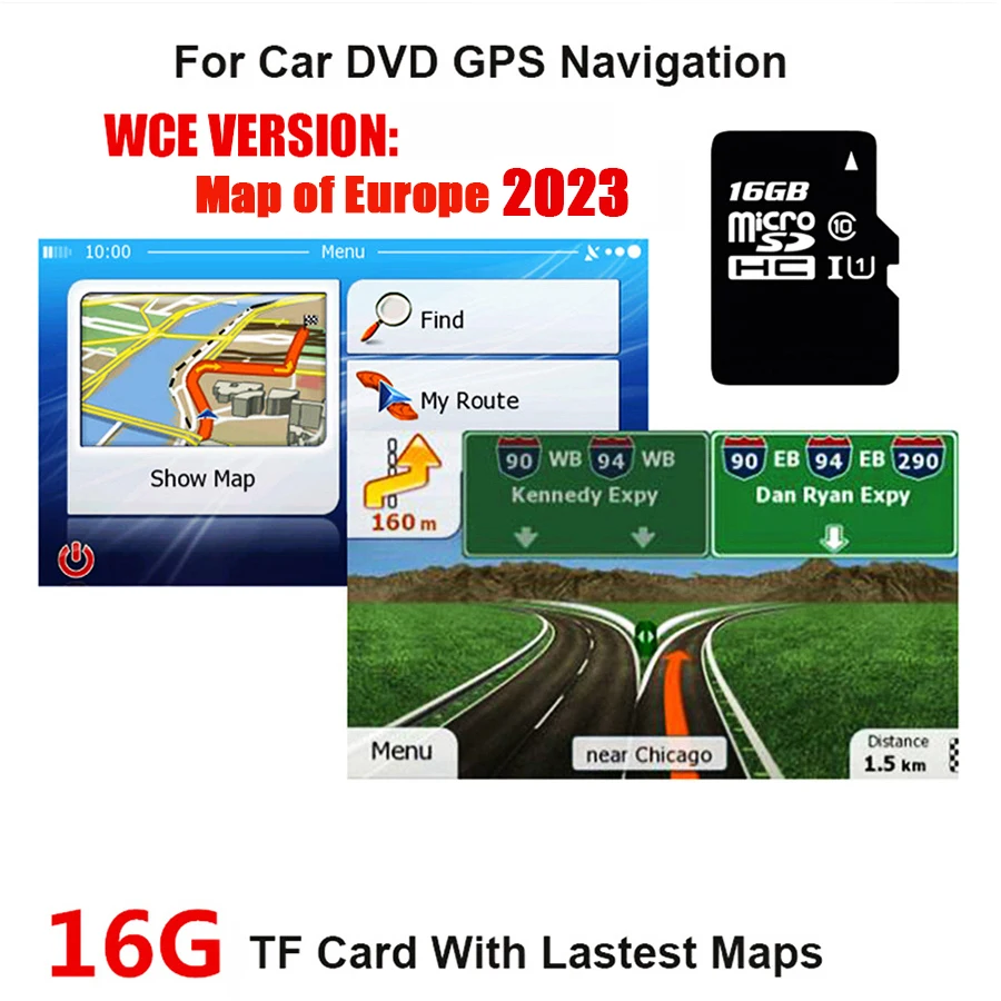GPS Map Navigation SD Cards For WCE System Car GPS Navigation 16GB Micro SD Card Lastest Europe Map Italy,France,UK,Spain,Turkey,Germany,Austria etc