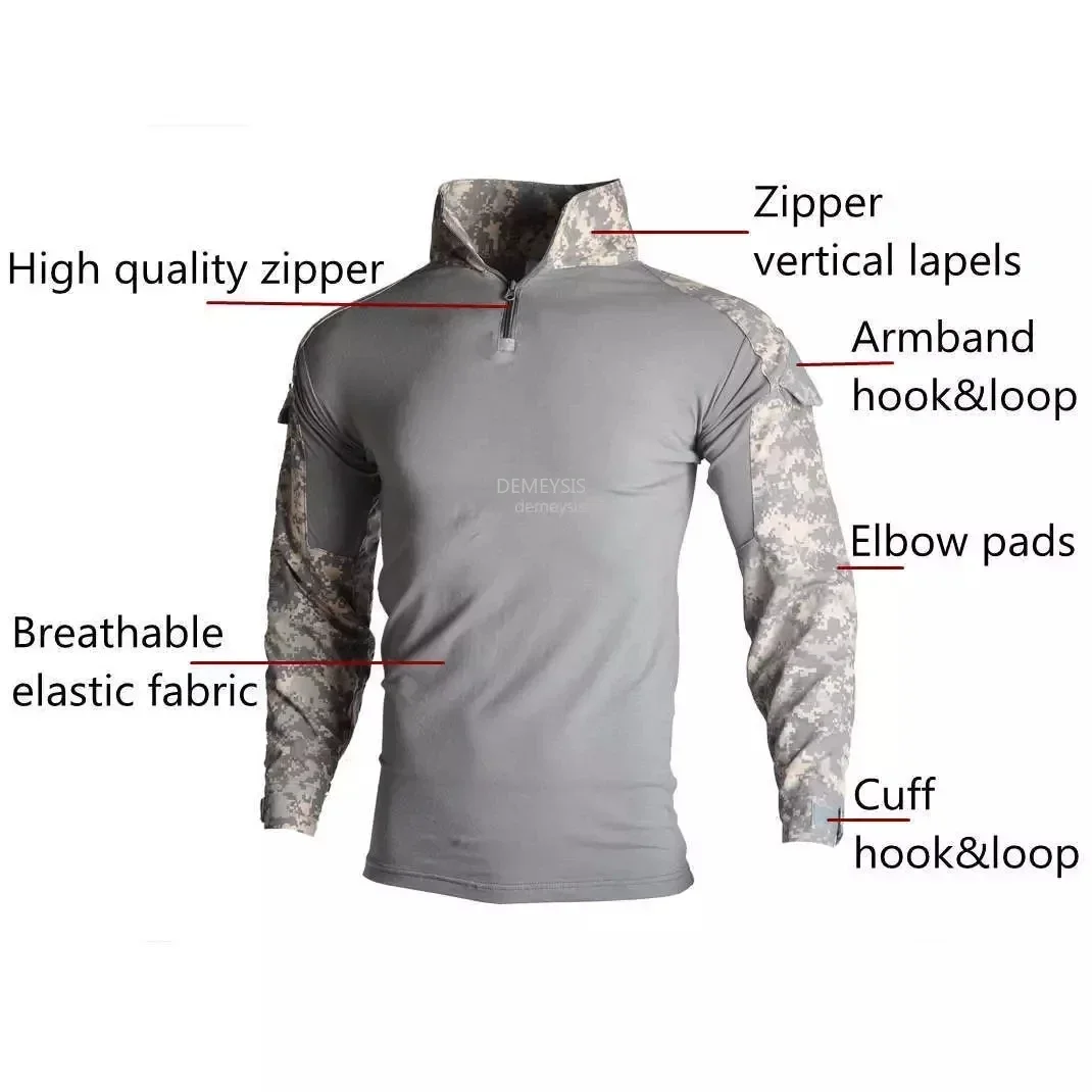 Atacs FG Airsoft War Game Camouflage Tactical Combat Suit with Elbow Knee Pads