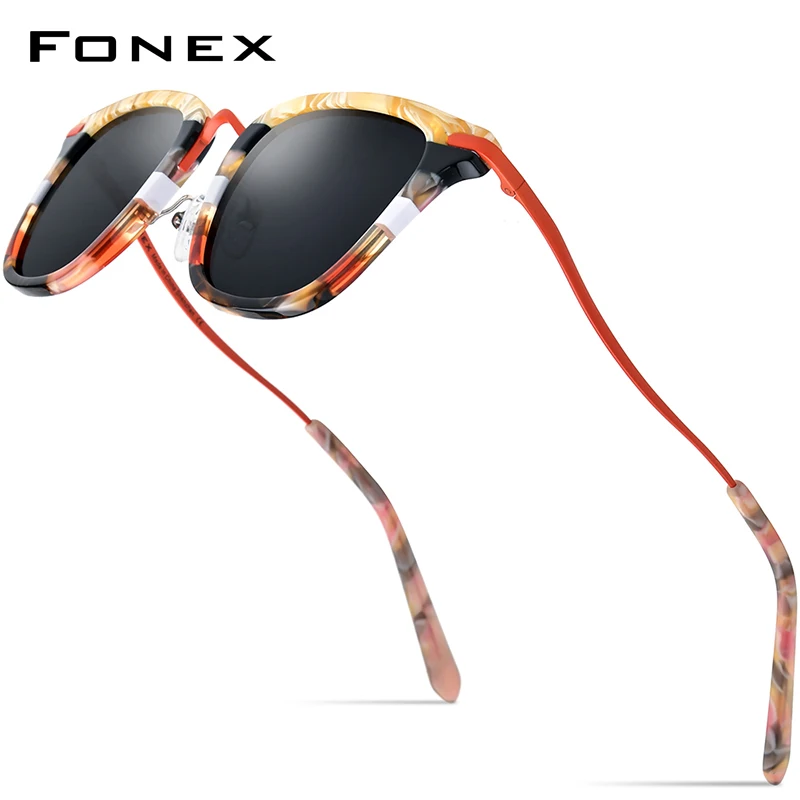 

FONEX Acetate Titanium Polarized Sunglasses 2024 New Men Simple Fashion Square UV400 Colorful Sun Glasses Women Shades F85793T
