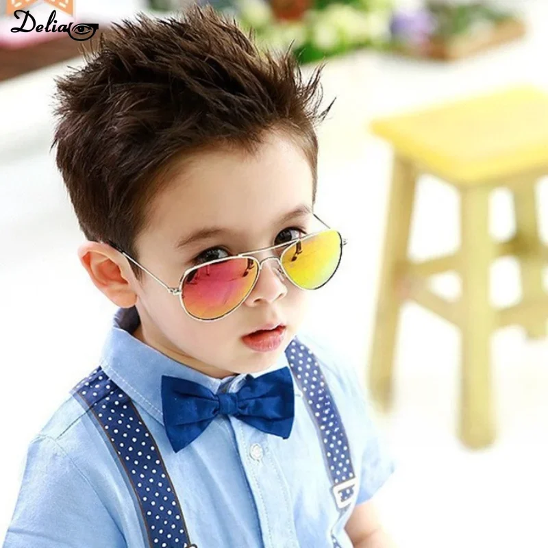 Kids Sunglasses Baby Boy Girl Pilot Metal Frame Goggles