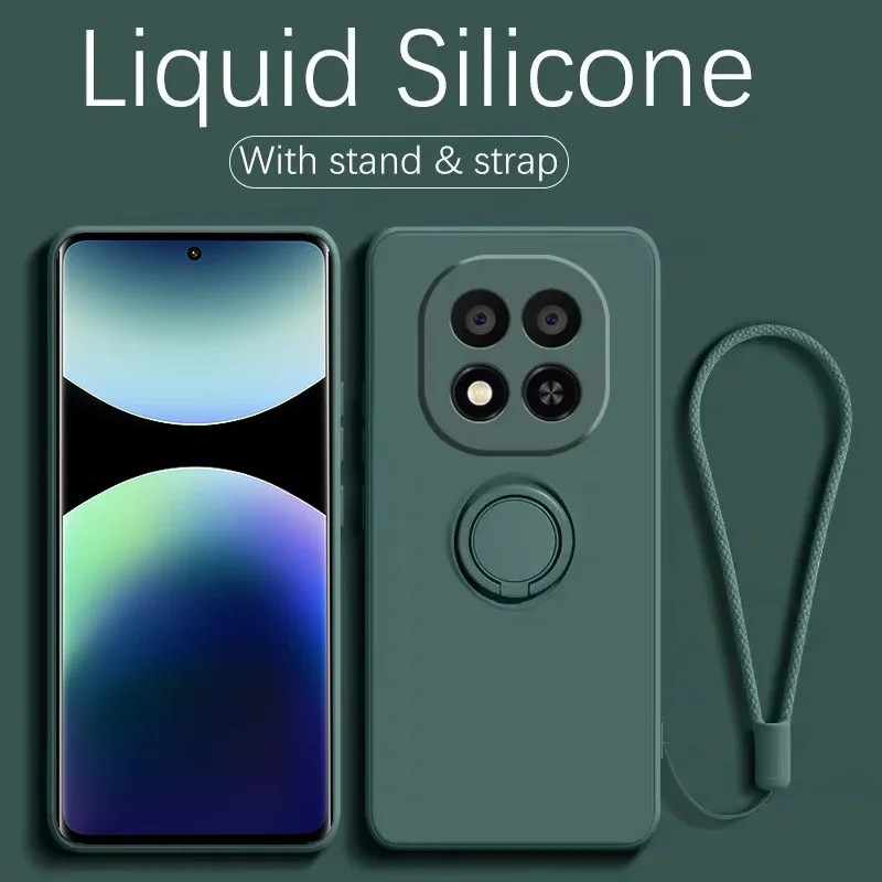Magnetic Ring Liquid Silicone Phone Case - Sleek Protective Cover