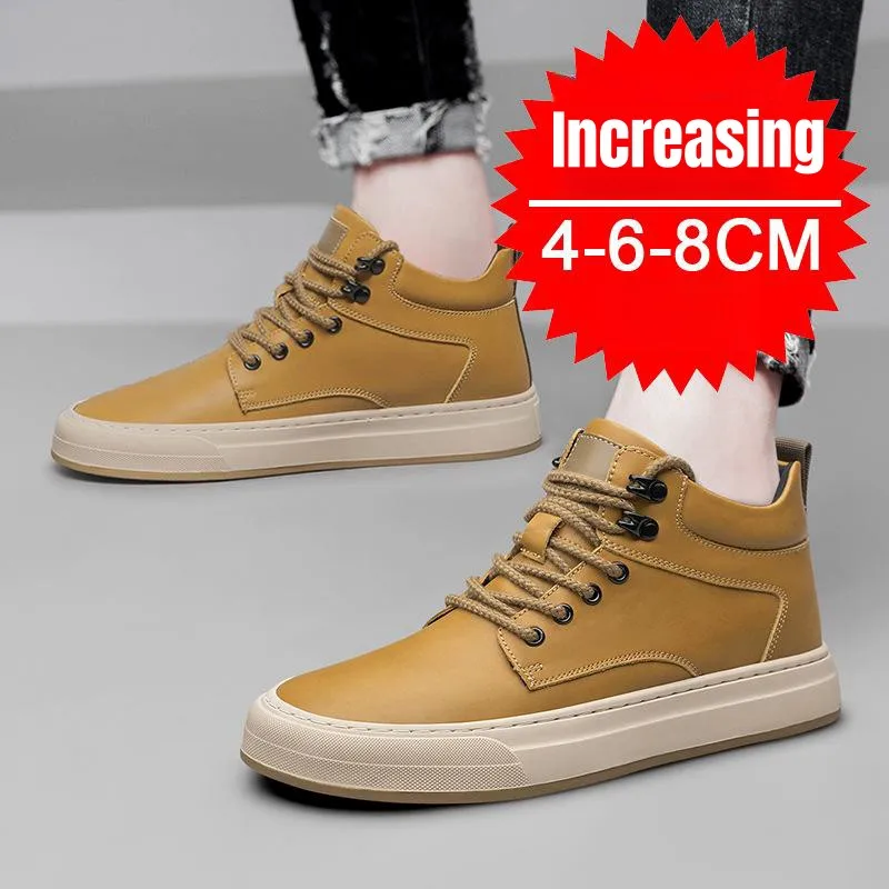 

PDEP Autumn Hidden Height Increase Shoes 8cm Breathable Cowhide Sport Casual Board Sneakers Zapatilla Hombre Buty Robocze Meskie