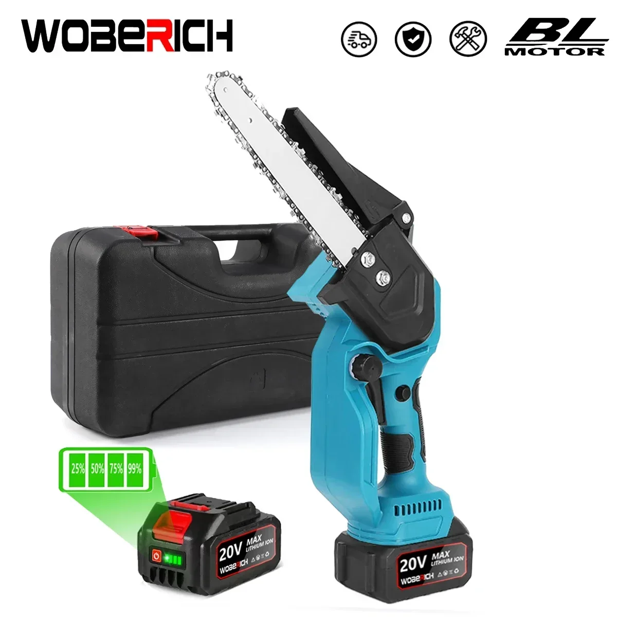 

18V Cordless Brushless 8 Inch Mini Pruning Saw Electric Chainsaw Rechargeable Lithium Battery For Makita/WOBERICH Battery