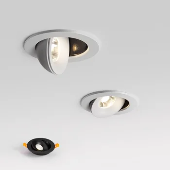 조도 조절식 원형 스포트, 360 ° 각도 조절식 LED 내장 COB 다운라이트, 천장 조명, 배경 초점 AC110V-220V, 9W, 12W, 15W