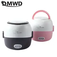 DMWD MINI Cuiseur à riz électrique chauffant, boîte à lunch thermique portable 1/2 niveaux, cuiseur vapeur alimentaire, récipient de cuisson, chauffe-plat 4