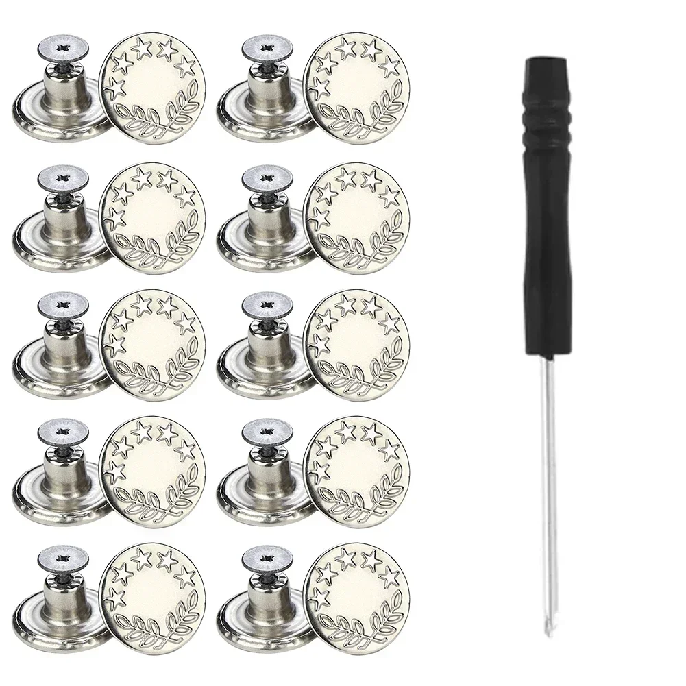 Kit De 25 Botones Para Vaqueros Sin Coser - 17 Mm, De Metal, Con Tornillos, Para Reparar Pantalones Y Chaquetas