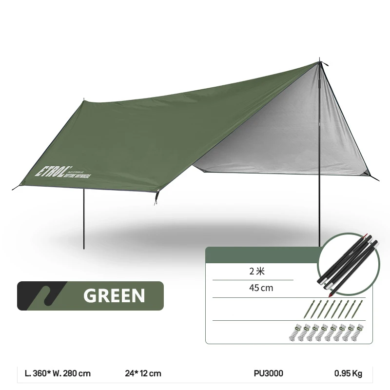 outdoor patio furniture Waterproof Camping Tarp - 5 in 1 Multifunctional Hammock Tarp, UV Protection and PU 3000mm Waterproof Rain Fly for Tent outdoor furniture black Outdoor Furniture